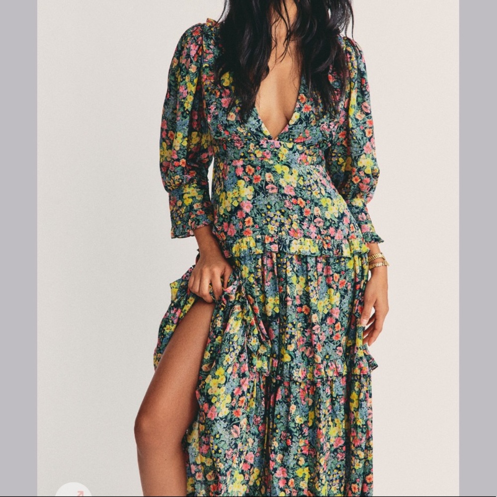 Nwt Loveshackfancy Lorencia Floral Long Sleeve Maxi Dress